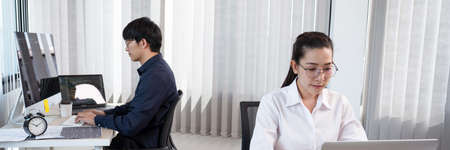 Asian Outsource Software engineer Developer Team Working Code to find solution to problem In Modern...