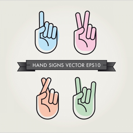 hand gestures, signals and signs のイラスト素材