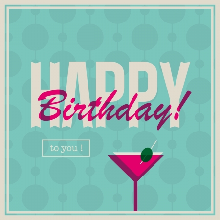 Birthday card for woman with cocktail drinkのイラスト素材