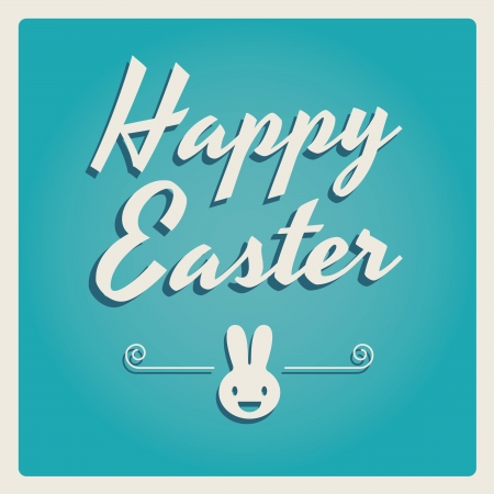 Happy easter cards illustration with easter eggs, easter bunny, easter rabbit and font. のイラスト素材