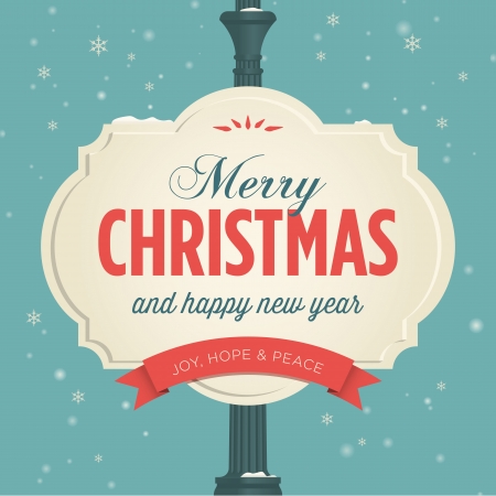 Merry christmas card retro vintageのイラスト素材