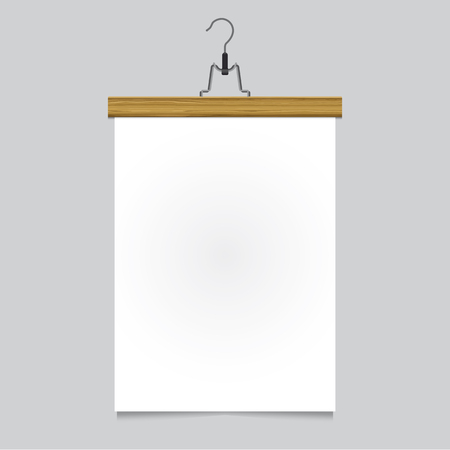 Poster template with wood hanger vector design  Easy to edit with your picture  のイラスト素材