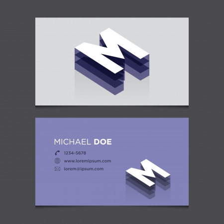Business card with alphabet letter M  Vector template editable  Vintage design  のイラスト素材