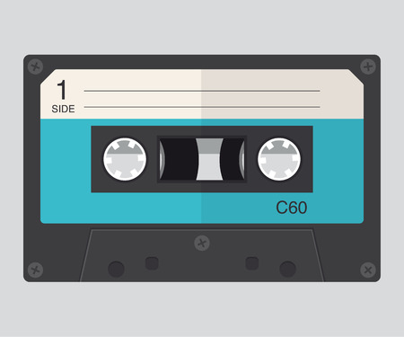 Audio tape cassette record, flat design のイラスト素材