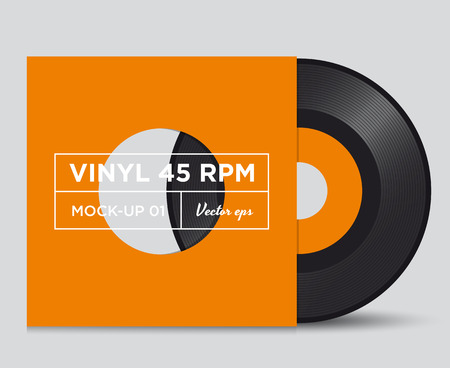 Vinyl record 45 RPM mock up のイラスト素材
