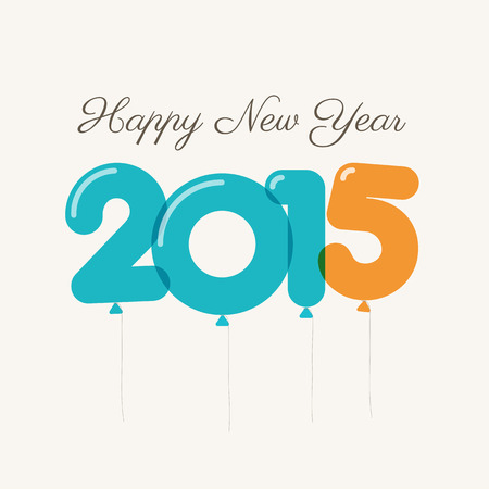 Happy new year 2015 card, balloons lettersのイラスト素材