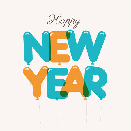 Happy new year card, balloons lettersのイラスト素材