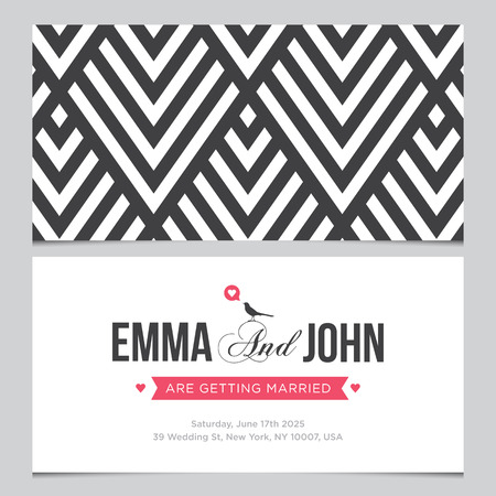 Wedding card back and front with pattern background 01のイラスト素材