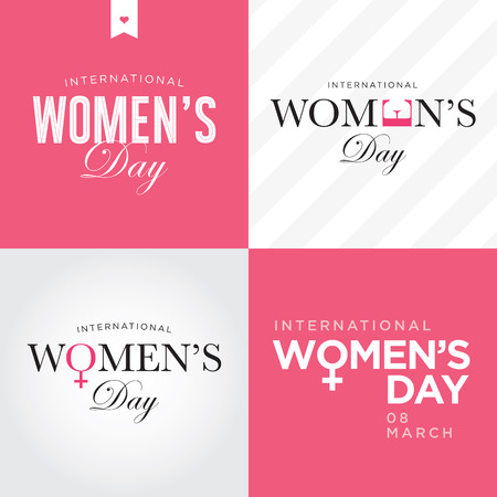 International womens day, set of cards with iconのイラスト素材