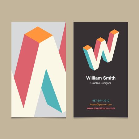 Logo alphabet letter "W", with business card template. Vector graphic design elements for company logo.のイラスト素材