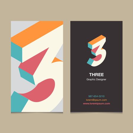 Logo number "3", with business card template. Vector graphic design elements for company logo.のイラスト素材