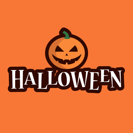 Halloween pumpkin with text logo. Editable vector design.のイラスト素材