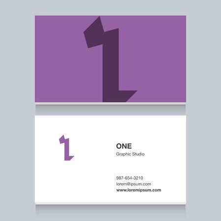 Icon of number "1", with business card template.のイラスト素材