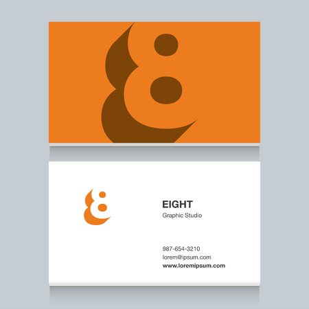Icon of  number "8", with business card template.のイラスト素材