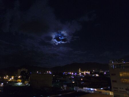 the moon and the cityの写真素材