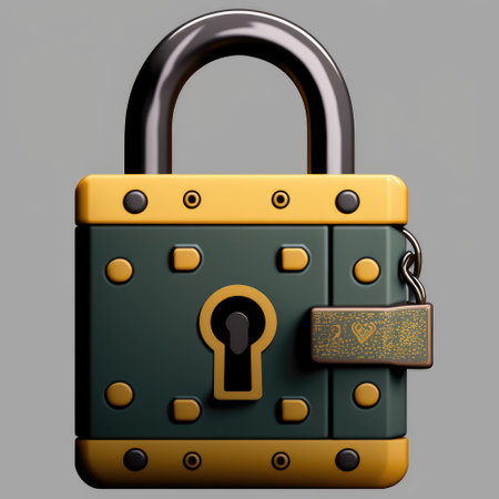 Padlock with a keyhole on a gray background. 3d renderingの素材