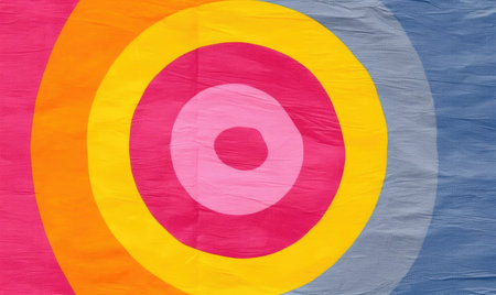 Colorful painted wooden target on the white background. Abstract background and texture for design.の素材