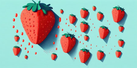 Strawberry background. Realistic illustration of strawberry background for web designの素材