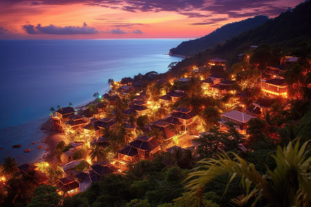 Tropical resort at sunset, Koh Samui island, Thailandの素材