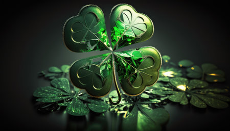 Clover leaf on dark background. St. Patrick's Day.の素材