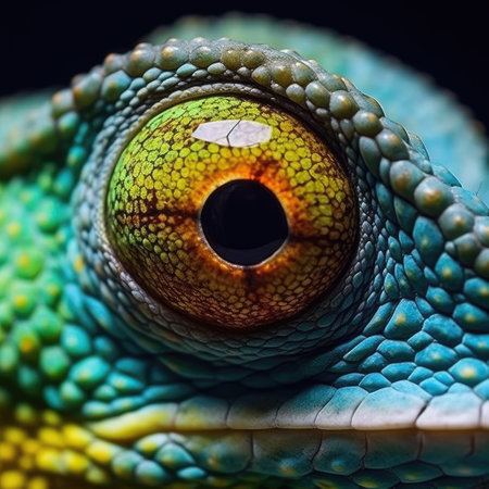 Close up of the eye of a chameleon (Panthera pardalis)の素材