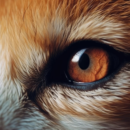 Close-up of a red fox's eye. Shallow depth of field.の素材