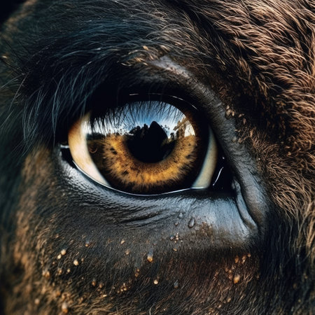 Eye of a wild dog. Close-up of the eye of a wild dog.の素材