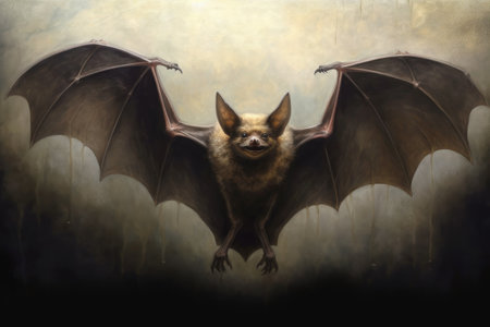 Bat on a dark background. Halloween. Horror scene with bat.の素材