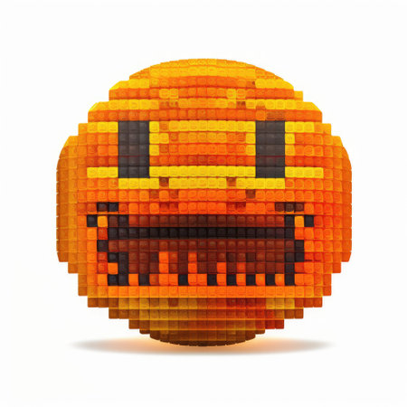3d pixel orange monster isolated on white background. Vector illustration.の素材
