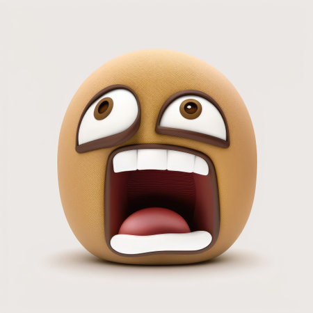 3d illustration of emoticon with angry expression on a white backgroundの素材