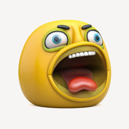 Funny emoji on a white background. 3d rendering, 3d illustration.の素材