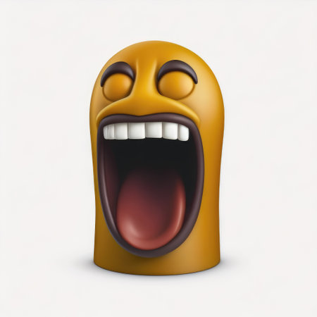 Funny emoticon with mouth wide open. 3d illustration.の素材