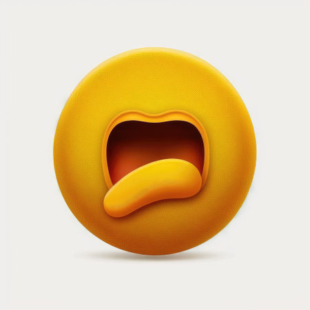 3d yellow emoticon with tongue on white background. vector illustrationの素材