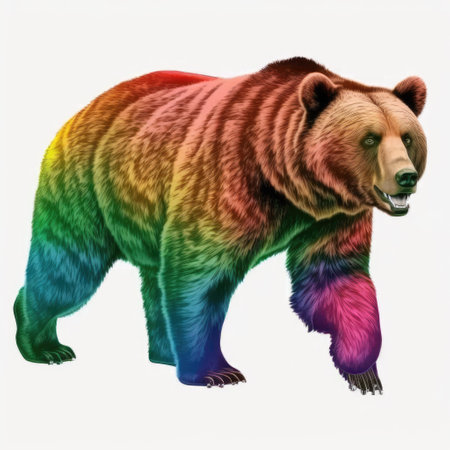 Grizzly bear on a white background. 3D renderingの素材