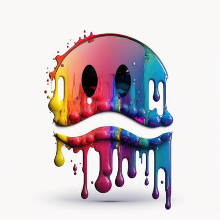 smiley face made of colorful paint splashes. 3d renderingの素材