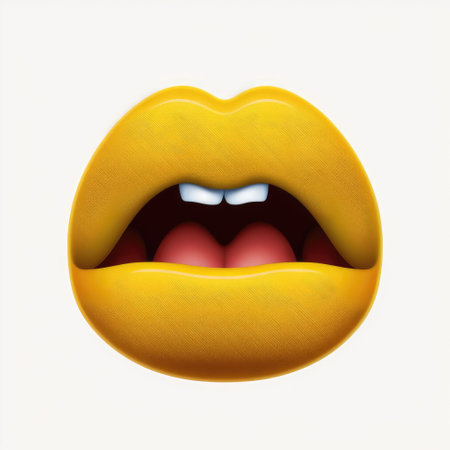 Lips with a yellow texture on a white background. Vector illustration.の素材