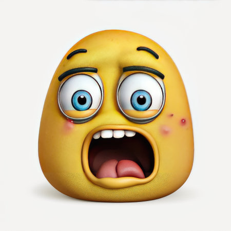 3D Illustration of a Yellow Easter Egg with a Funny Faceの素材