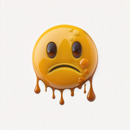 Emoticon with sad face on a white background. 3d illustrationの素材