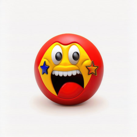 Funny emoticon on the white background. 3d rendering.の素材