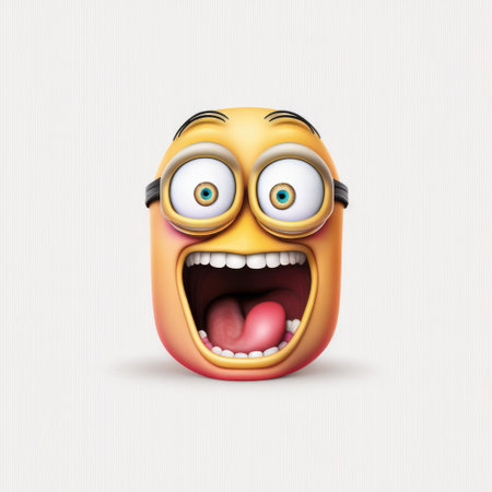 Funny cartoon face with emotions. Facial expression. 3d realistic emojiの素材