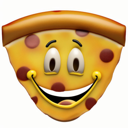 Smiling pizza face on a white background. 3d rendering.の素材