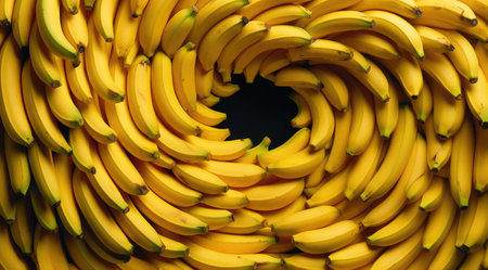 bunch of bananas on a black background, close-up.の素材