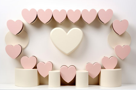 Valentine's day background with hearts on the wall. 3d renderingの素材
