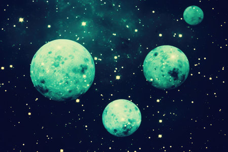 Planets, stars and galaxies in outer space showing the beauty of space exploration.の素材