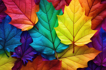 Colorful autumn maple leaves background. Colorful autumn leaves background.の素材