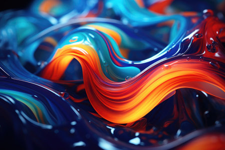 Colorful abstract background of flowing liquid paint. Artwork for creative design.の素材