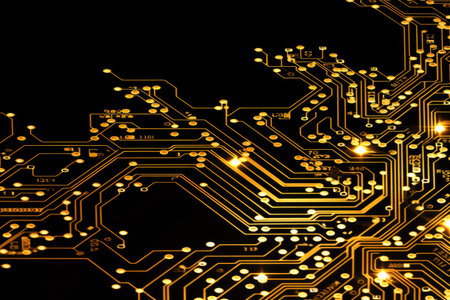 Circuit board background. Electronic computer hardware technology. Motherboard digital chip. Tech science background. Integrated communication processor. Information engineering componentの素材