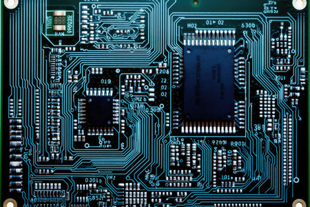 Electronic circuit board close-up. Electronic computer hardware technology.の素材