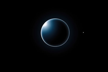 Illustration of a blue planet on a black background with stars.の素材