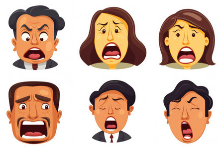 Emotions of a man and a woman. Set of vector illustrations.の素材